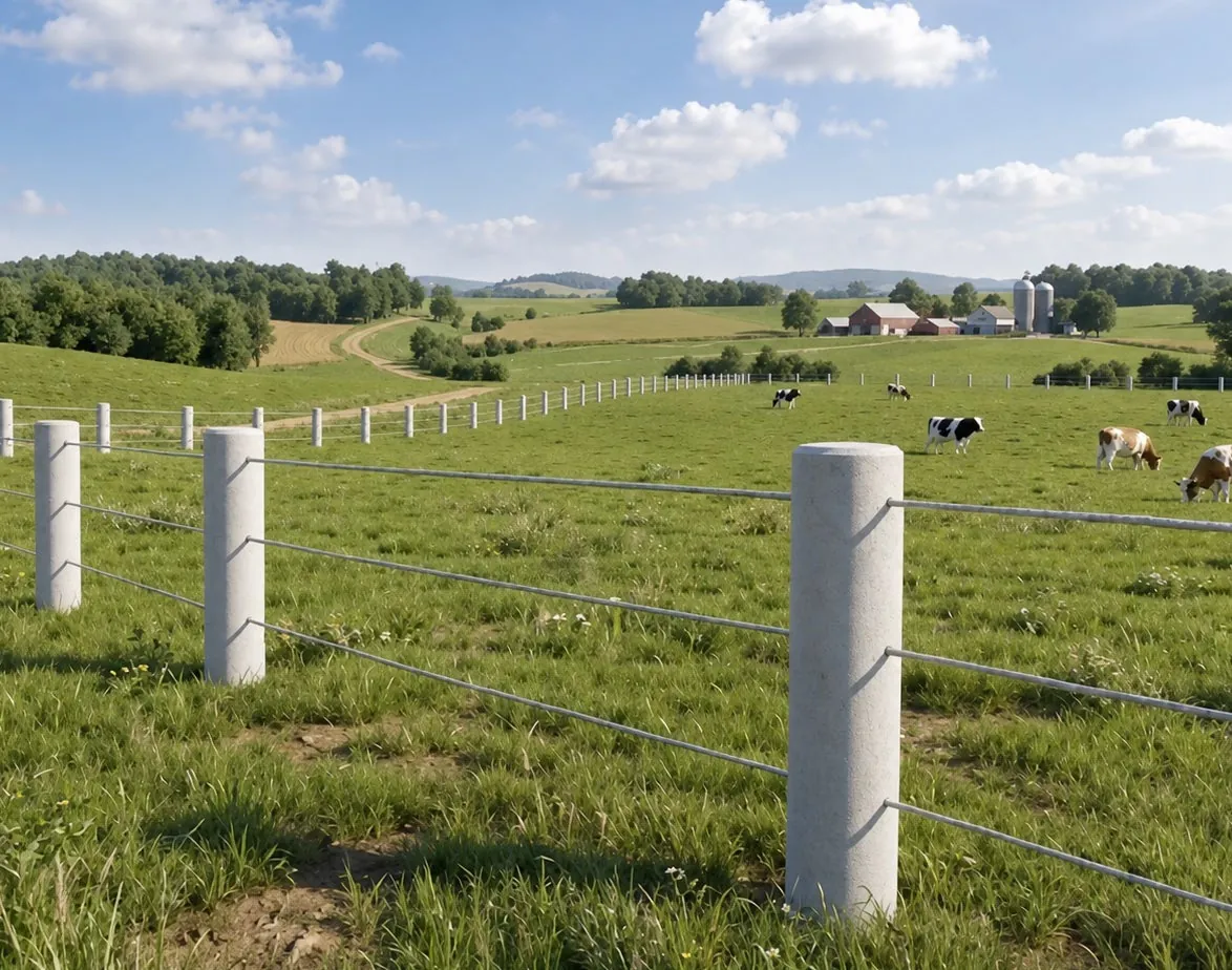 Composite fence posts on farmland