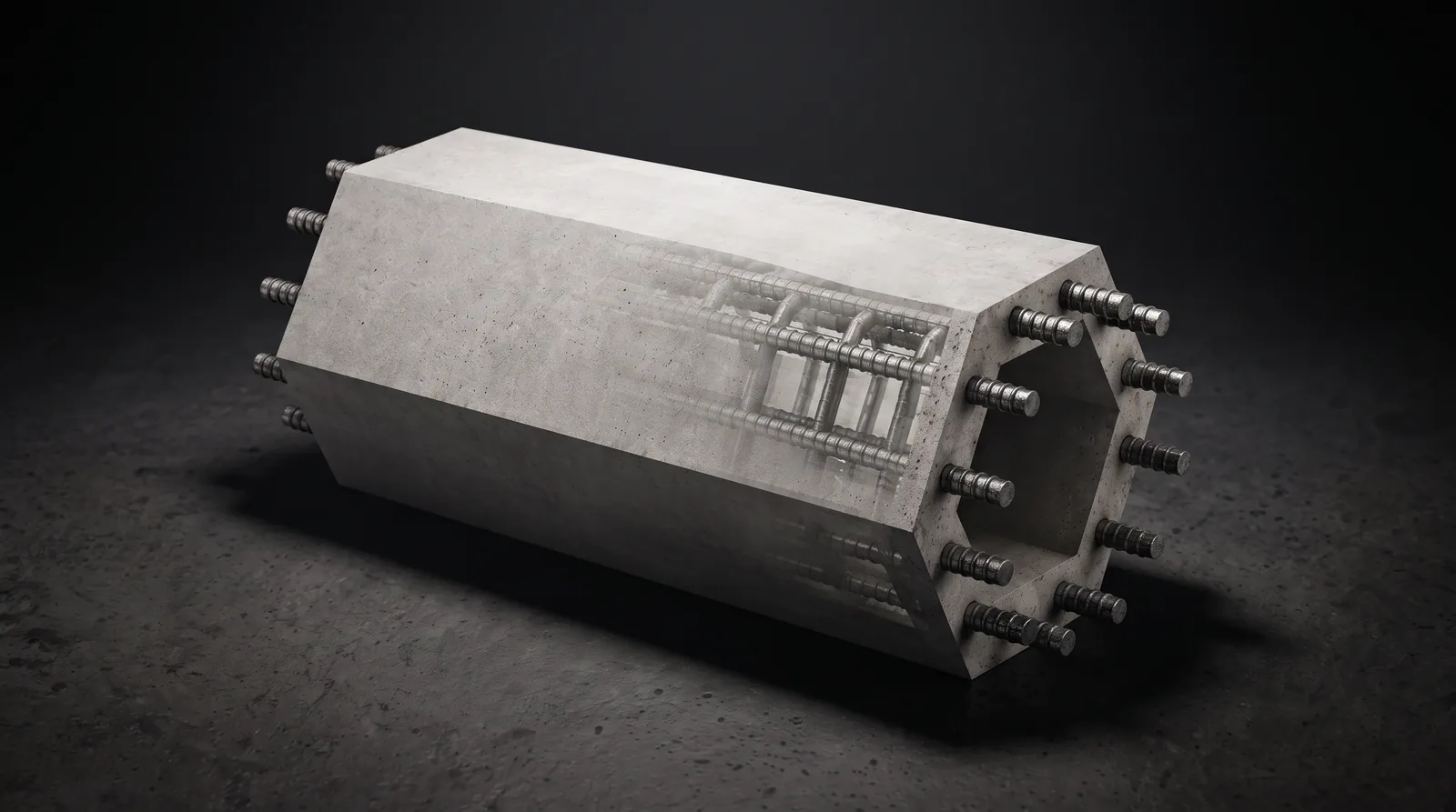 RCT reinforced composite pile with steel dowels, studio lit